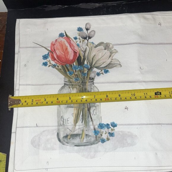 Farmhouse Spring Placemats Park Designs Floral Mason Jar Set of 4 Tiny Flaw READ - Picture 8 of 11